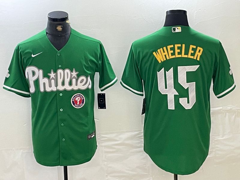Men Philadelphia Phillies #45 Wheeler Green Fashion Edition Nike 2024 MLB Jersey style 2->->MLB Jersey